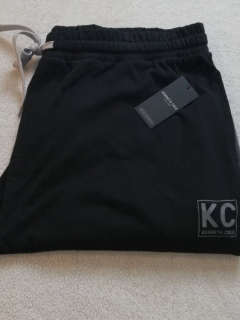 Kenneth Cole Reaction Pants Mens L Cotton BLACK Lounge Jogger Sweatpants NWT